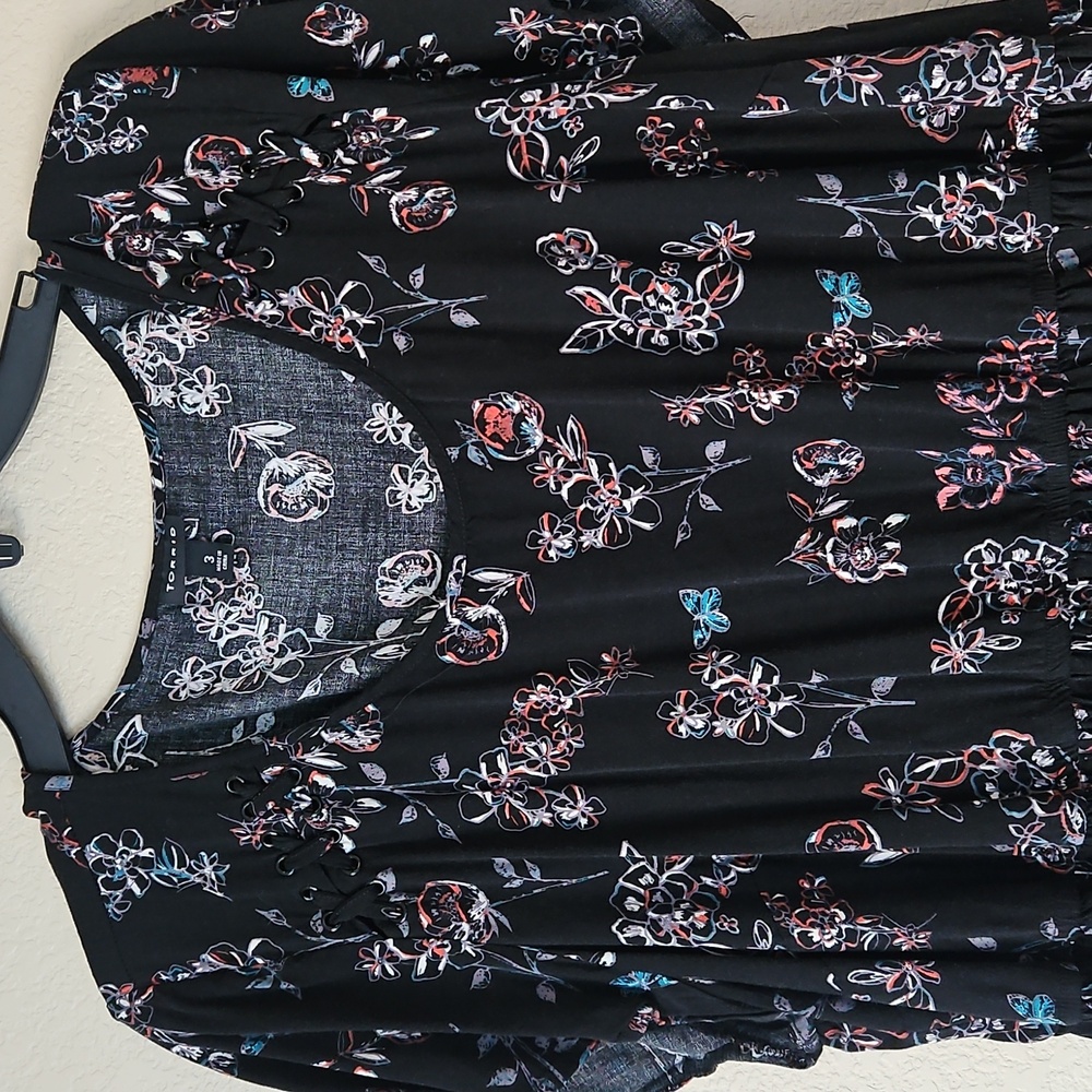 Torrid Black Floral Dress Size 3 - Picture 2 of 7